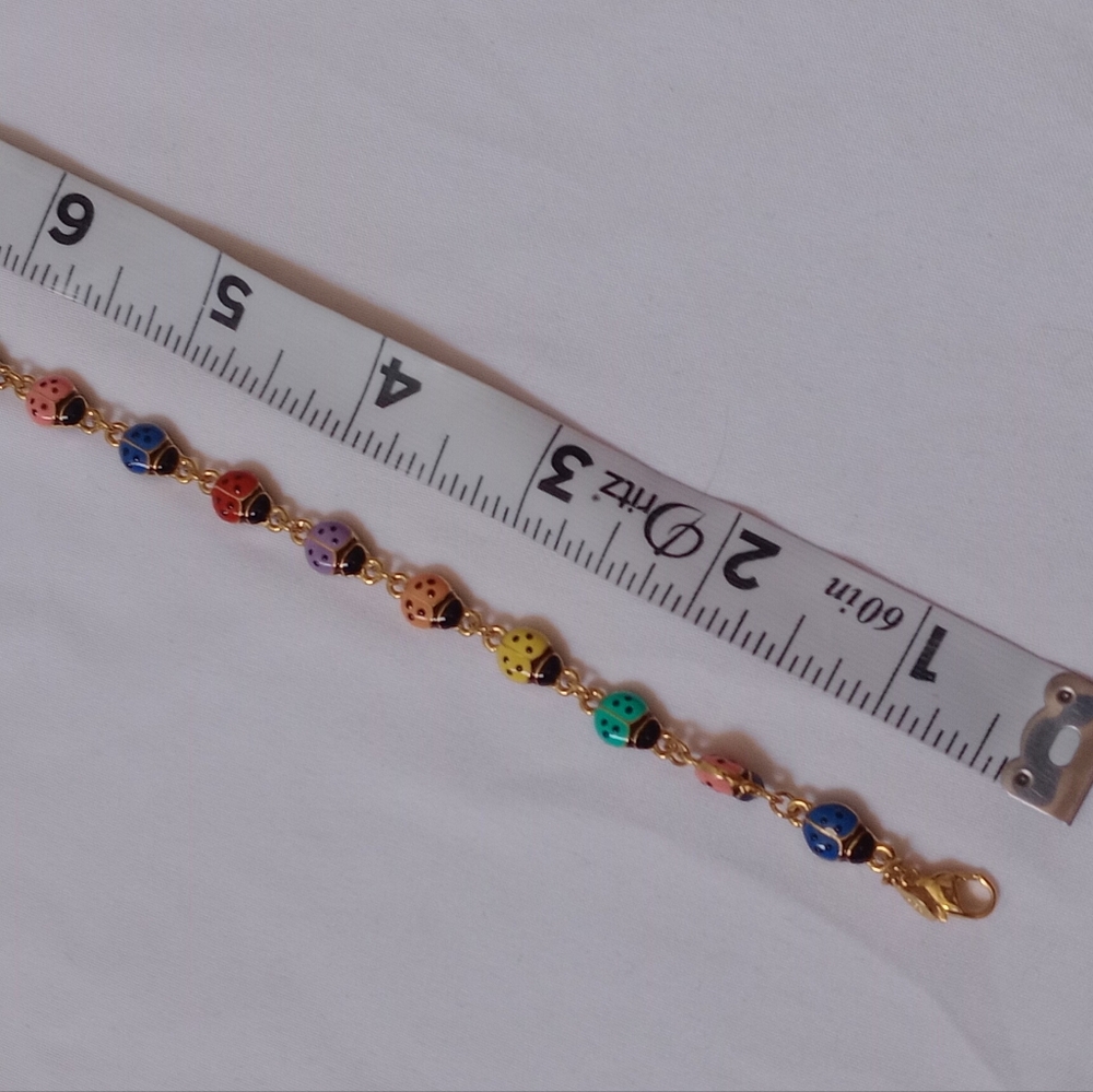 Joan Rivers Colorful Ladybug Bracelet Gold Tone Enamel Whimsical Garden - Picture 4 of 5